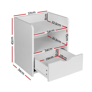 Artiss 2X Bedside Table 1 Drawer with Shelf - FARA White