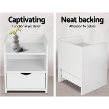 Load image into Gallery viewer, Artiss 2X Bedside Table 1 Drawer with Shelf - FARA White
