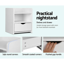 Load image into Gallery viewer, Artiss 2X Bedside Table 1 Drawer with Shelf - FARA White