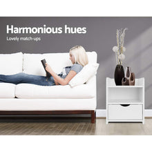 Load image into Gallery viewer, Artiss 2X Bedside Table 1 Drawer with Shelf - FARA White