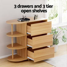 Load image into Gallery viewer, Artiss Chest of 3 Drawers Storage Cabinet 3 Shelves Pine