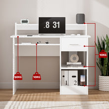 Load image into Gallery viewer, Artiss Computer Desk Shelf Drawer Cabinet White 100CM