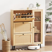 Load image into Gallery viewer, Artiss Shoe Rack Cabinet 3 Flip-out Drawers Pine