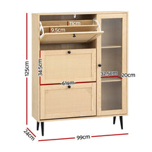 Load image into Gallery viewer, Artiss Shoe Rack Cabinet 3 Flip-out Drawers Pine