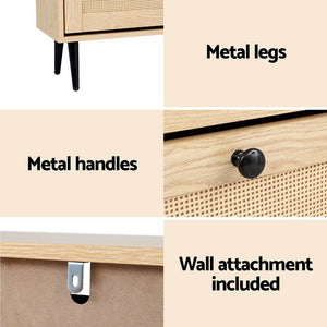 Artiss Shoe Rack Cabinet 3 Flip-out Drawers Pine