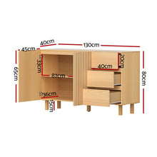 Load image into Gallery viewer, 130cm Artiss Buffet Sideboard Cupboard Cabinet Pantry Storage Drawer Pine