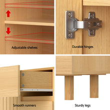 Load image into Gallery viewer, 130cm Artiss Buffet Sideboard Cupboard Cabinet Pantry Storage Drawer Pine