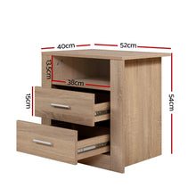 Load image into Gallery viewer, Artiss 2X Bedside Table 2 Drawers with Shelf - TARA Oak