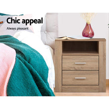 Load image into Gallery viewer, Artiss 2X Bedside Table 2 Drawers with Shelf - TARA Oak