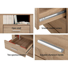 Load image into Gallery viewer, Artiss 2X Bedside Table 2 Drawers with Shelf - TARA Oak