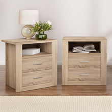 Load image into Gallery viewer, Artiss 2X Bedside Table 2 Drawers with Shelf - TARA Oak