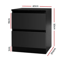 Load image into Gallery viewer, Artiss 2x Bedside Table 2 Drawers - PEPE Black