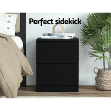 Load image into Gallery viewer, Artiss 2x Bedside Table 2 Drawers - PEPE Black