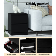Load image into Gallery viewer, Artiss 2x Bedside Table 2 Drawers - PEPE Black