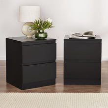 Load image into Gallery viewer, Artiss 2x Bedside Table 2 Drawers - PEPE Black