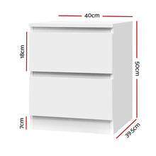 Load image into Gallery viewer, Artiss 2x Bedside Table 2 Drawers - PEPE White