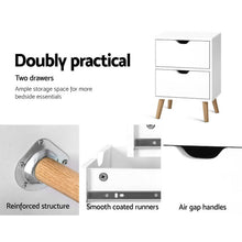 Load image into Gallery viewer, Artiss 2X Bedside Table 2 Drawers - BODEN White