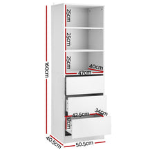 Load image into Gallery viewer, Artiss 3 Chest of Drawers Tallboy Cabinet White