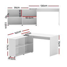 Load image into Gallery viewer, Artiss Computer Desk Bookshelf White 130CM