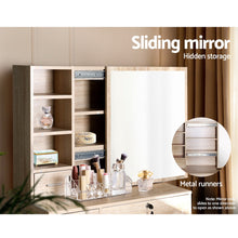 Load image into Gallery viewer, Dressing Table Stool Set Sliding Mirror Oak Diane