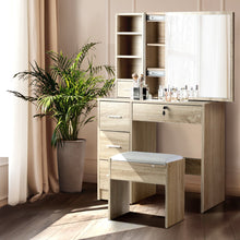 Load image into Gallery viewer, Dressing Table Stool Set Sliding Mirror Oak Diane