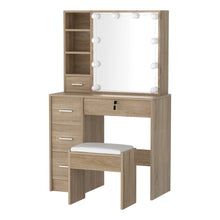 Load image into Gallery viewer, Artiss Dressing Table Set Stool 10 Led Bulbs Wood