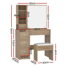 Load image into Gallery viewer, Artiss Dressing Table Set Stool 10 Led Bulbs Wood