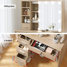 Load image into Gallery viewer, Artiss Dressing Table Set Stool 10 Led Bulbs Wood
