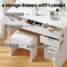 Load image into Gallery viewer, Artiss Dressing Table Set Stool 10 Led Bulbs White