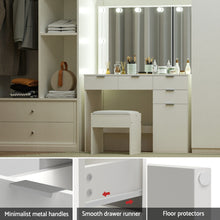 Load image into Gallery viewer, Artiss Dressing Table Set Stool 10 Led Bulbs White