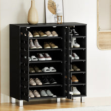 Load image into Gallery viewer, Artiss Shoe Rack Cabinet 6 Tier Storage Shelf Black
