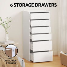 Load image into Gallery viewer, Artiss 6 Chest of Drawers Dresser Tallboy White