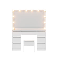 Load image into Gallery viewer, Artiss Dressing Table Vanity Desk Set Stool 12 Led Bulbs White