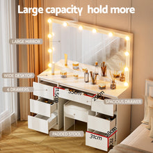 Load image into Gallery viewer, Artiss Dressing Table Vanity Desk Set Stool 12 Led Bulbs White