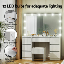 Load image into Gallery viewer, Artiss Dressing Table Vanity Desk Set Stool 12 Led Bulbs White