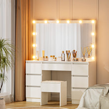 Load image into Gallery viewer, Artiss Dressing Table Vanity Desk Set Stool 12 Led Bulbs White