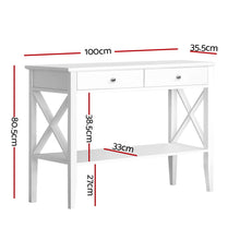 Load image into Gallery viewer, Artiss Console Table 2 Drawers 100CM White Chole