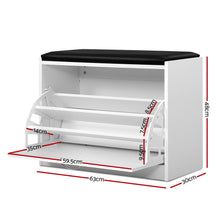 Load image into Gallery viewer, Artiss Shoe Cabinet Bench Shoes Storage Rack Organiser Drawer White 15 Pairs