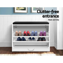 Load image into Gallery viewer, Artiss Shoe Cabinet Bench Shoes Storage Rack Organiser Drawer White 15 Pairs