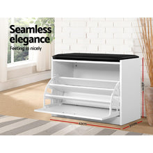 Load image into Gallery viewer, Artiss Shoe Cabinet Bench Shoes Storage Rack Organiser Drawer White 15 Pairs