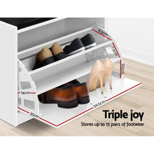 Load image into Gallery viewer, Artiss Shoe Cabinet Bench Shoes Storage Rack Organiser Drawer White 15 Pairs