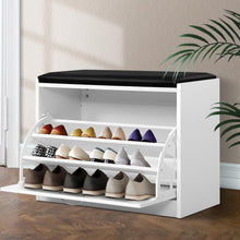 Load image into Gallery viewer, Artiss Shoe Cabinet Bench Shoes Storage Rack Organiser Drawer White 15 Pairs