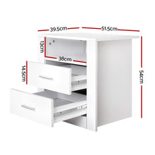 Load image into Gallery viewer, Artiss 2 X Bedside Table 2 Drawers with Shelf - TARA White