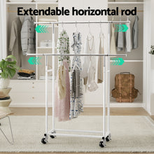 Load image into Gallery viewer, Artiss Clothes Rack Double Rod Airer Rail Coat Stand Adjustable Hanger