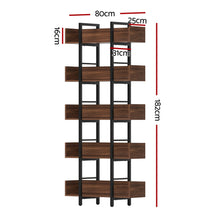 Load image into Gallery viewer, Artiss Bookshelf 5-Tier Bookcase Display Shelves Metal Storage Stand Rack Walnut