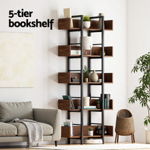 Load image into Gallery viewer, Artiss Bookshelf 5-Tier Bookcase Display Shelves Metal Storage Stand Rack Walnut