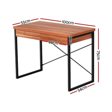 Load image into Gallery viewer, Artiss Computer Desk Drawer Storage Walnut 100CM