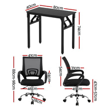 Load image into Gallery viewer, Artiss Computer Desk Mesh Office Chair Set Foldable Home Study Table Black