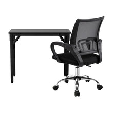 Load image into Gallery viewer, Artiss Computer Desk Mesh Office Chair Set Foldable Home Study Table Black