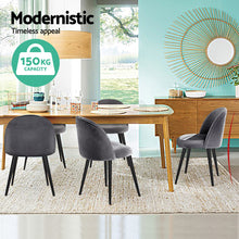 Load image into Gallery viewer, Artiss Dining Chairs Set of 4 Velvet Solid Curved Dark Grey